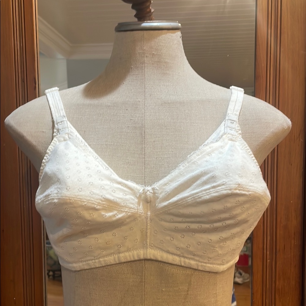 Vintage Love Pats White nursing bra cotton adjust easy open breast-feeding 36D - Picture 2 of 12